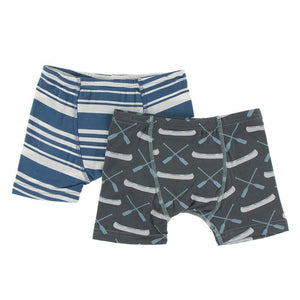 Kickee Boy's Boxer Briefs Underwear Fishing Stripe & Stone Paddle and Canoe